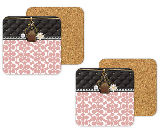 Coach Inspired Cork Backing Drink Coaster x2 (024)