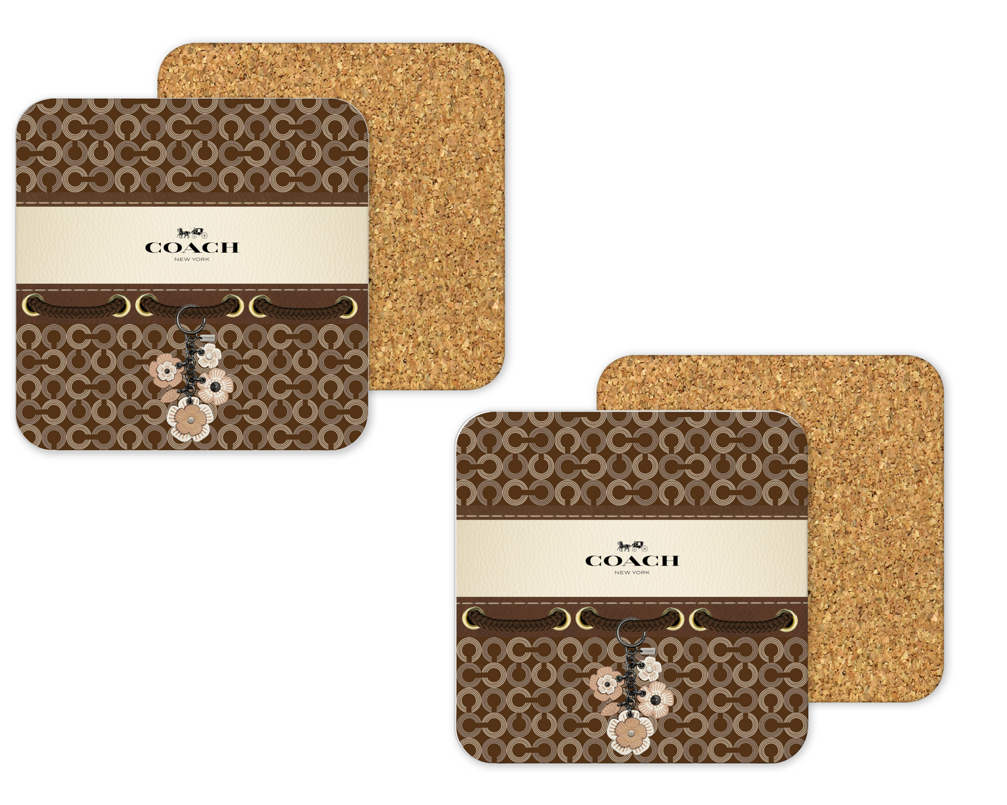 Coach Inspired Cork Backing Drink Coaster x2 (063)