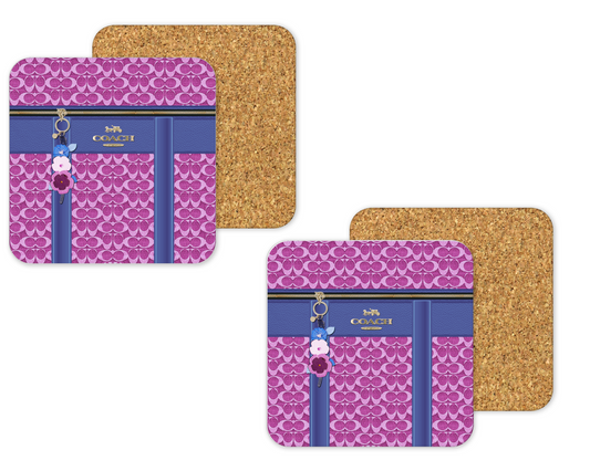 Coach Inspired Cork Backing Drink Coaster x2 (164)