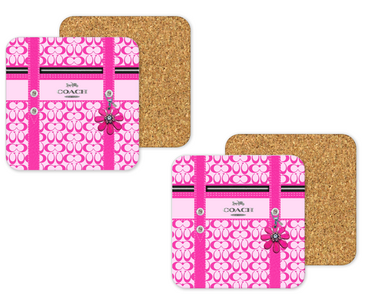 Coach Inspired Cork Backing Drink Coaster x2 (151)