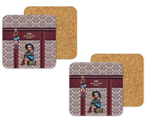 Coach Inspired Cork Backing Drink Coaster x2 (103)