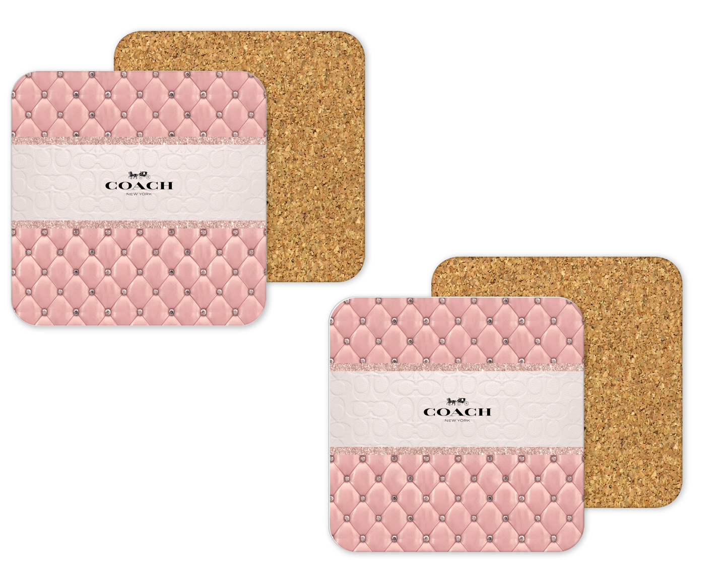 Coach Inspired Cork Backing Drink Coaster x2 (123)