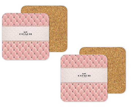 Coach Inspired Cork Backing Drink Coaster x2 (123)