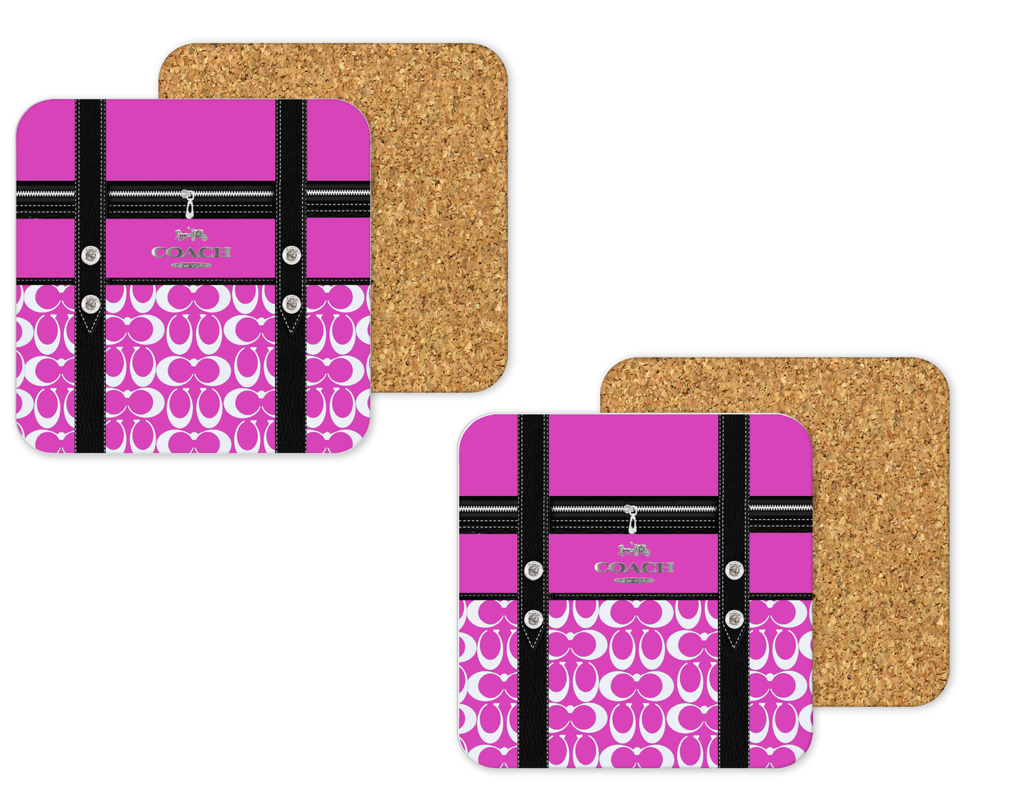 Coach Inspired Cork Backing Drink Coaster x2 (191)