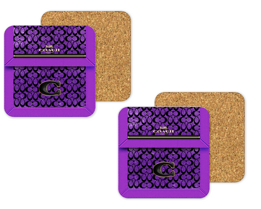 Coach Inspired Cork Backing Drink Coaster x2 (085)