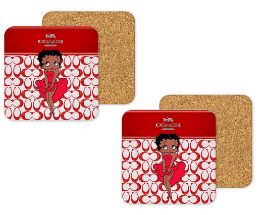 Coach Inspired Cork Backing Drink Coaster x2 (140)