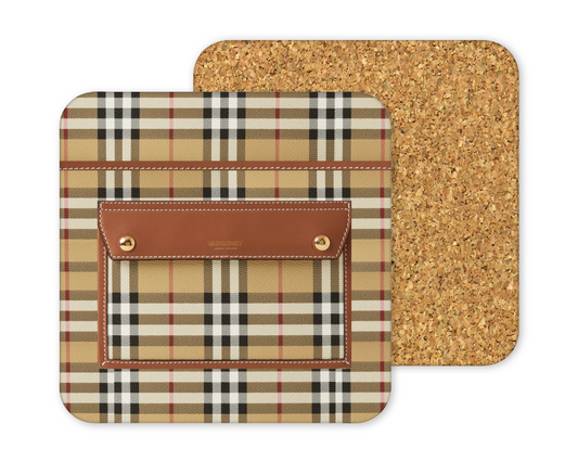 Burberry Inspired Cork Backing Drink Coaster x2 (009)