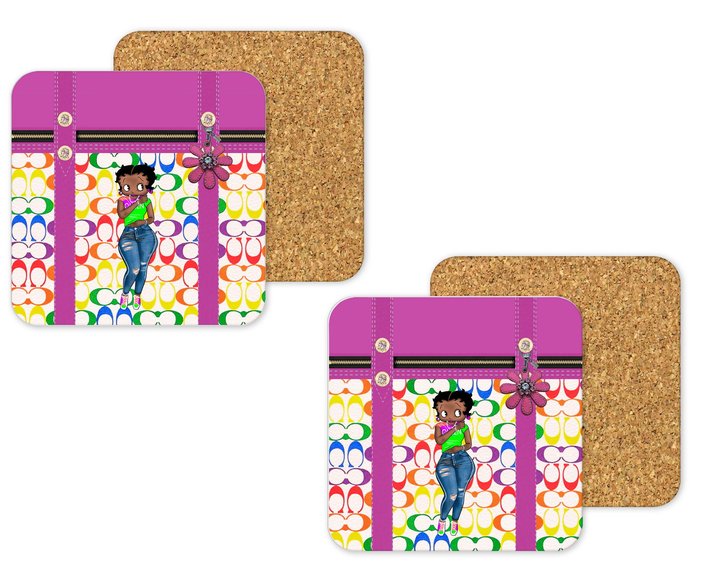 Coach Inspired Cork Backing Drink Coaster x2 (082)