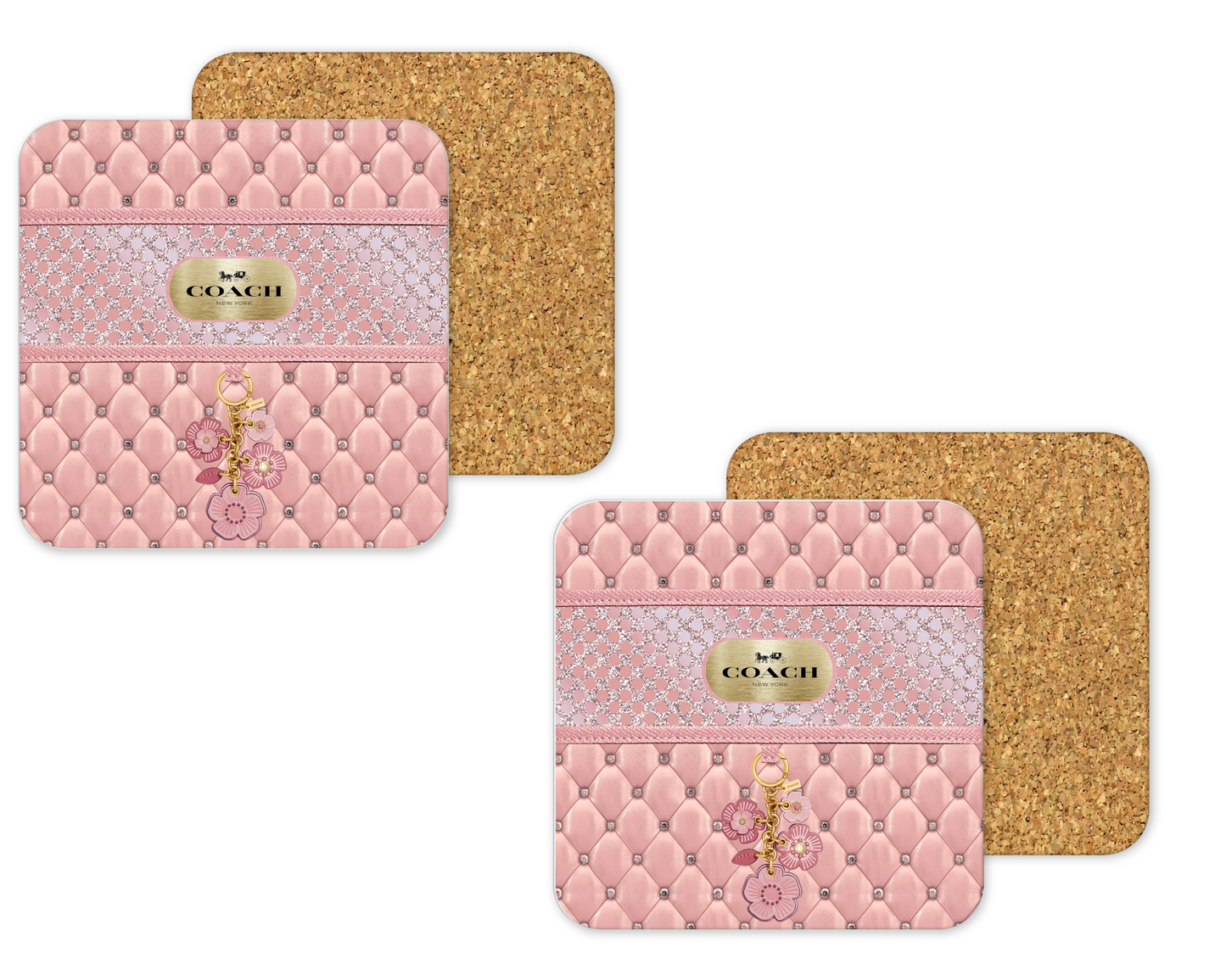 Coach Inspired Cork Backing Drink Coaster x2 (062)