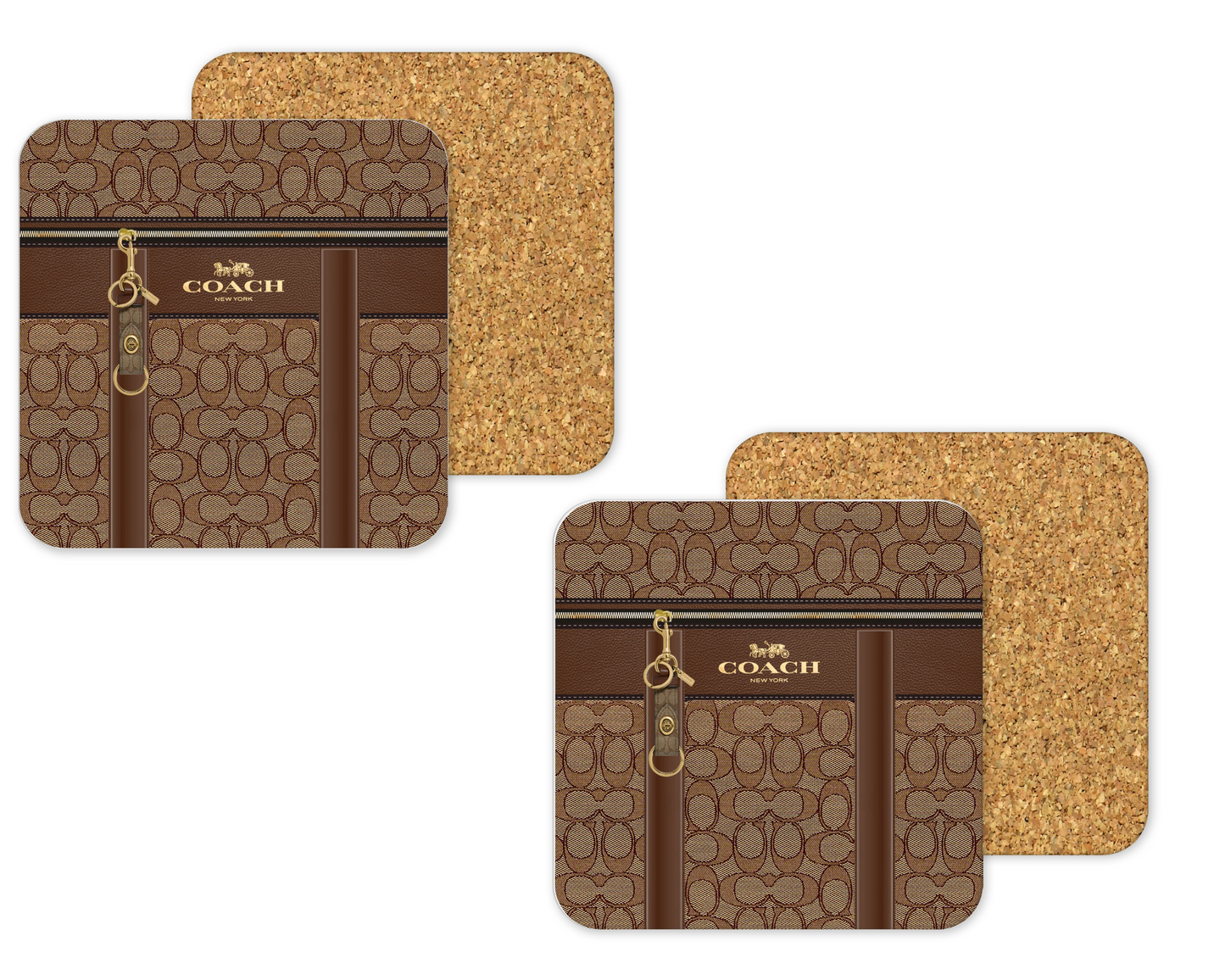 Coach Inspired Cork Backing Drink Coaster x2 (051)