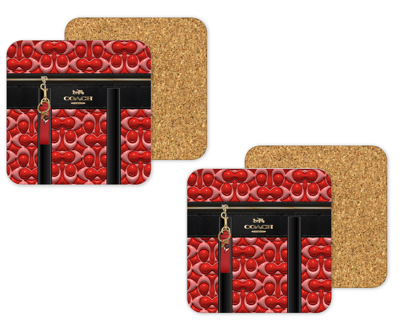 Coach Inspired Cork Backing Drink Coaster x2 (102)