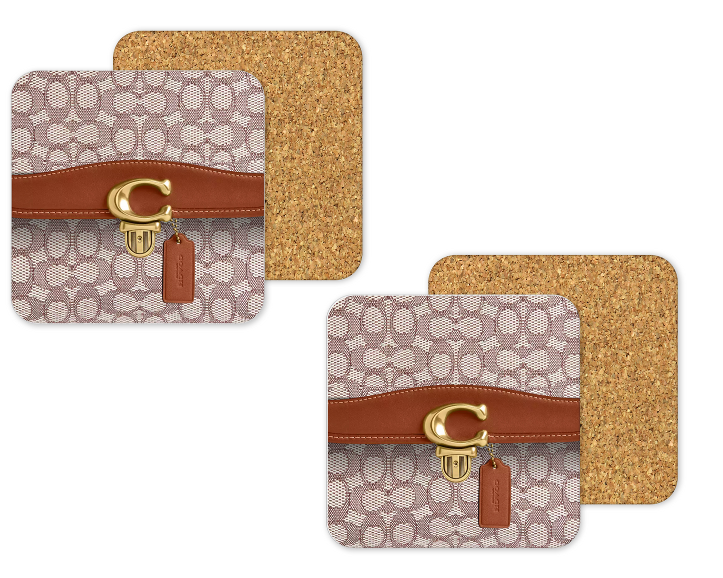 Coach Inspired Cork Backing Drink Coaster x2 (001)