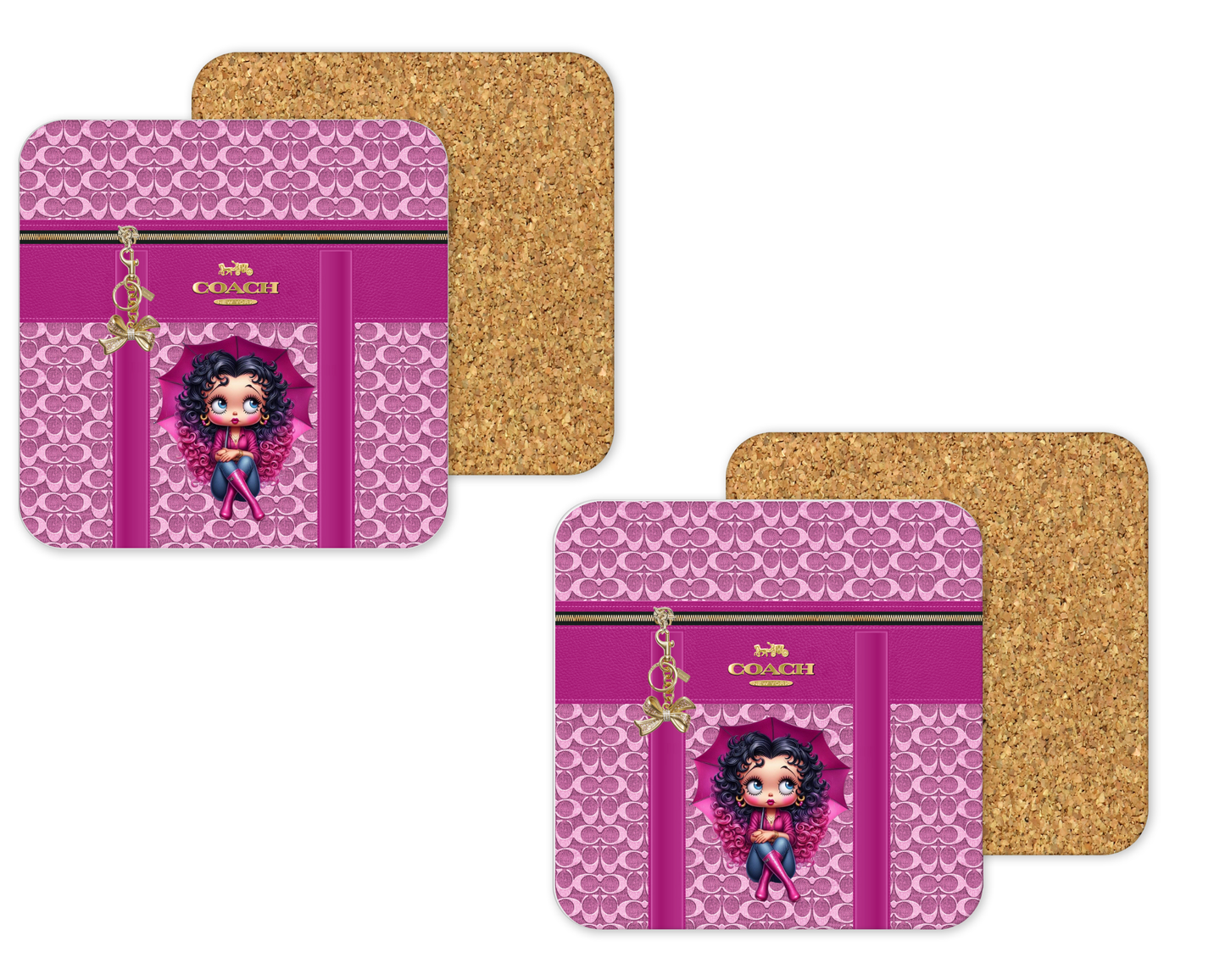 Coach Inspired Cork Backing Drink Coaster x2 (190)