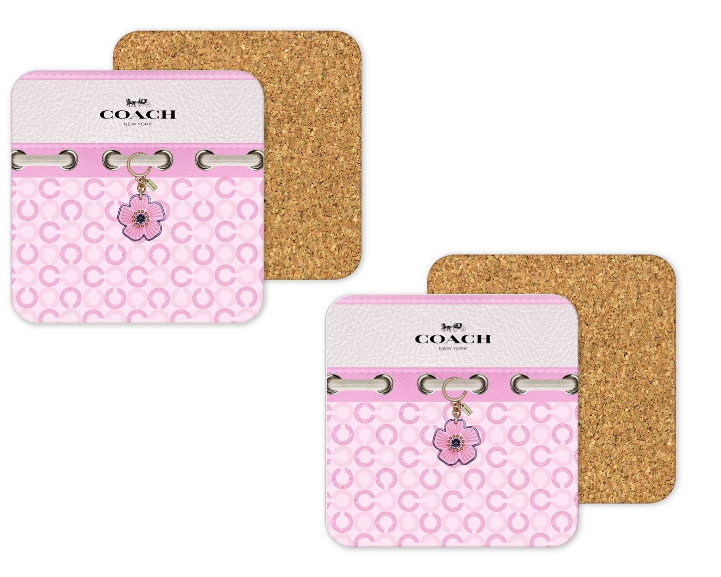 Coach Inspired Cork Backing Drink Coaster x2 (141)