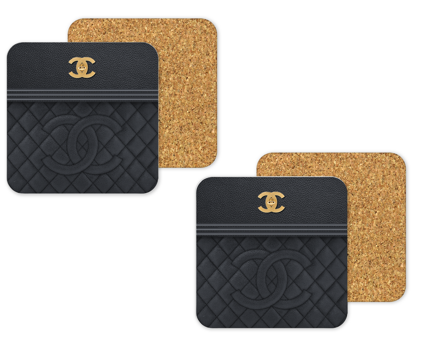 Chanel Inspired Cork Backing Drink Coaster x2 (008)