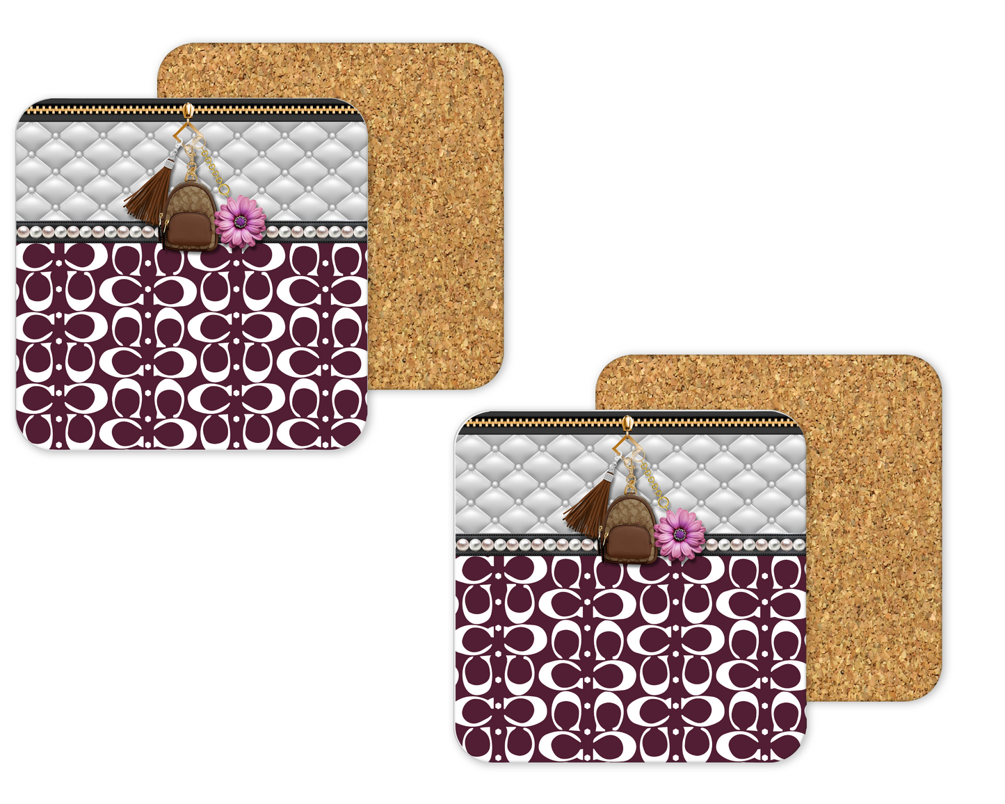 Coach Inspired Cork Backing Drink Coaster x2 (020)