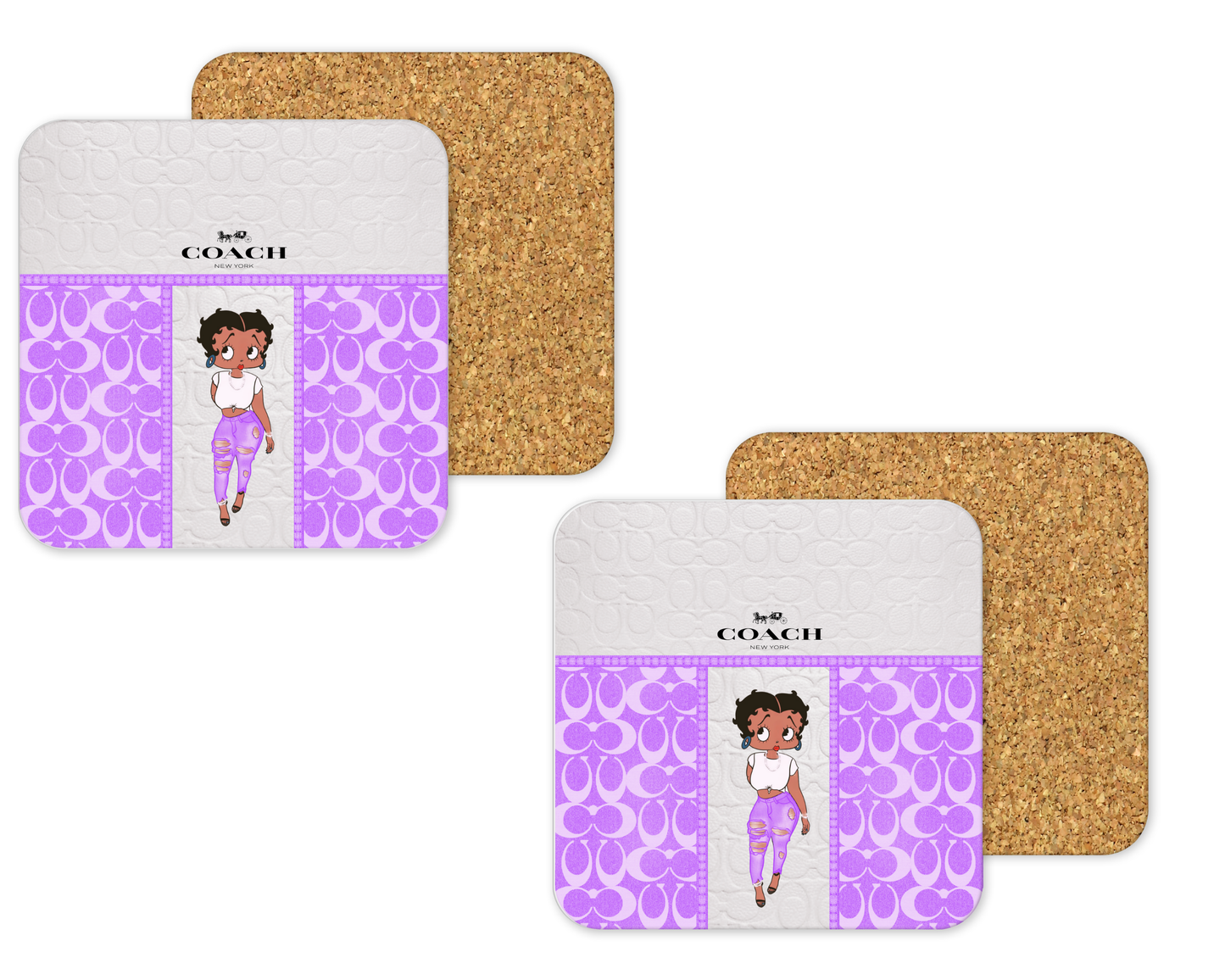 Coach Inspired Cork Backing Drink Coaster x2 (130)