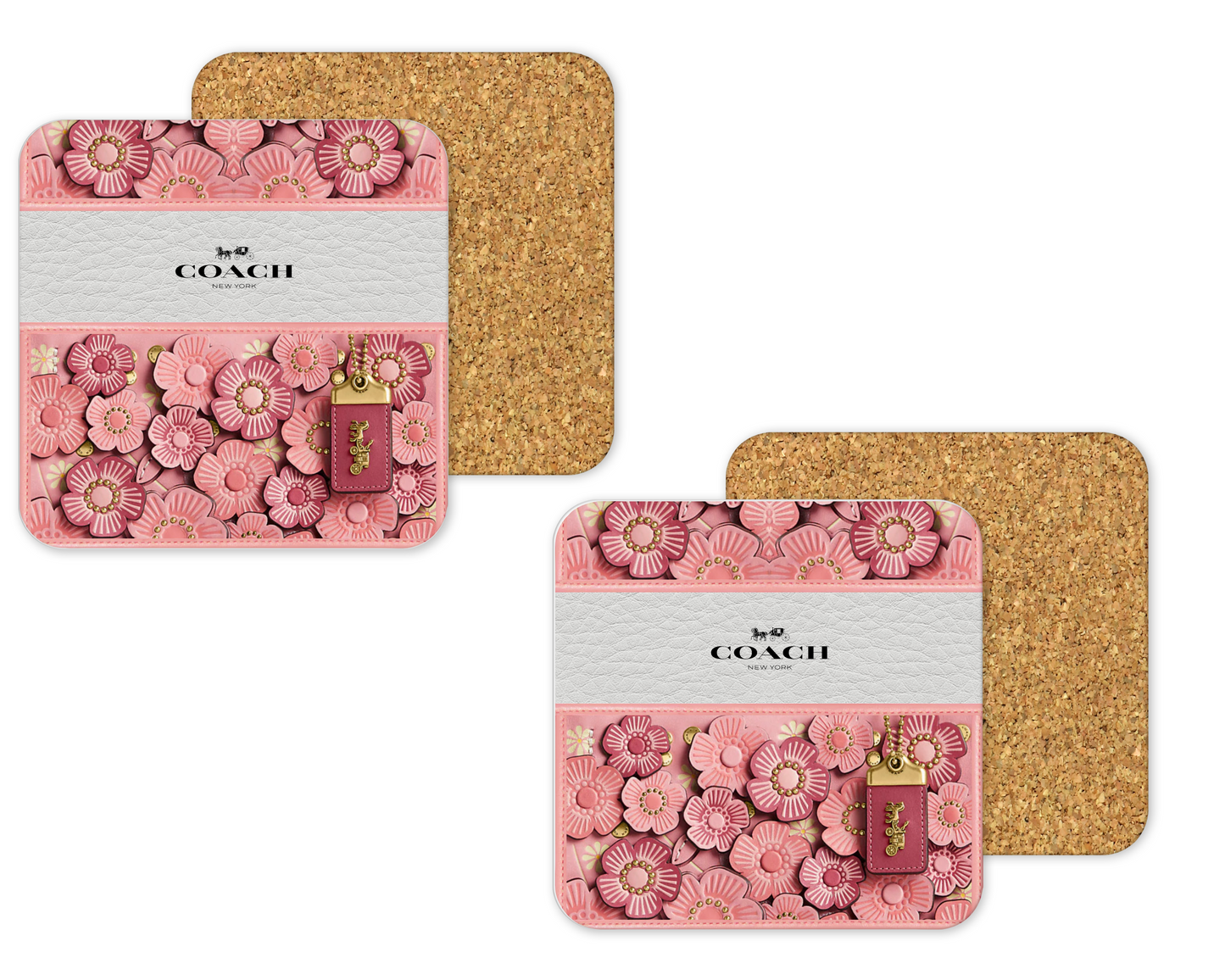 Coach Inspired Cork Backing Drink Coaster x2 (060)