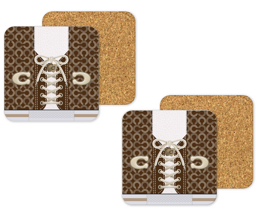 Coach Inspired Cork Backing Drink Coaster x2 (039)