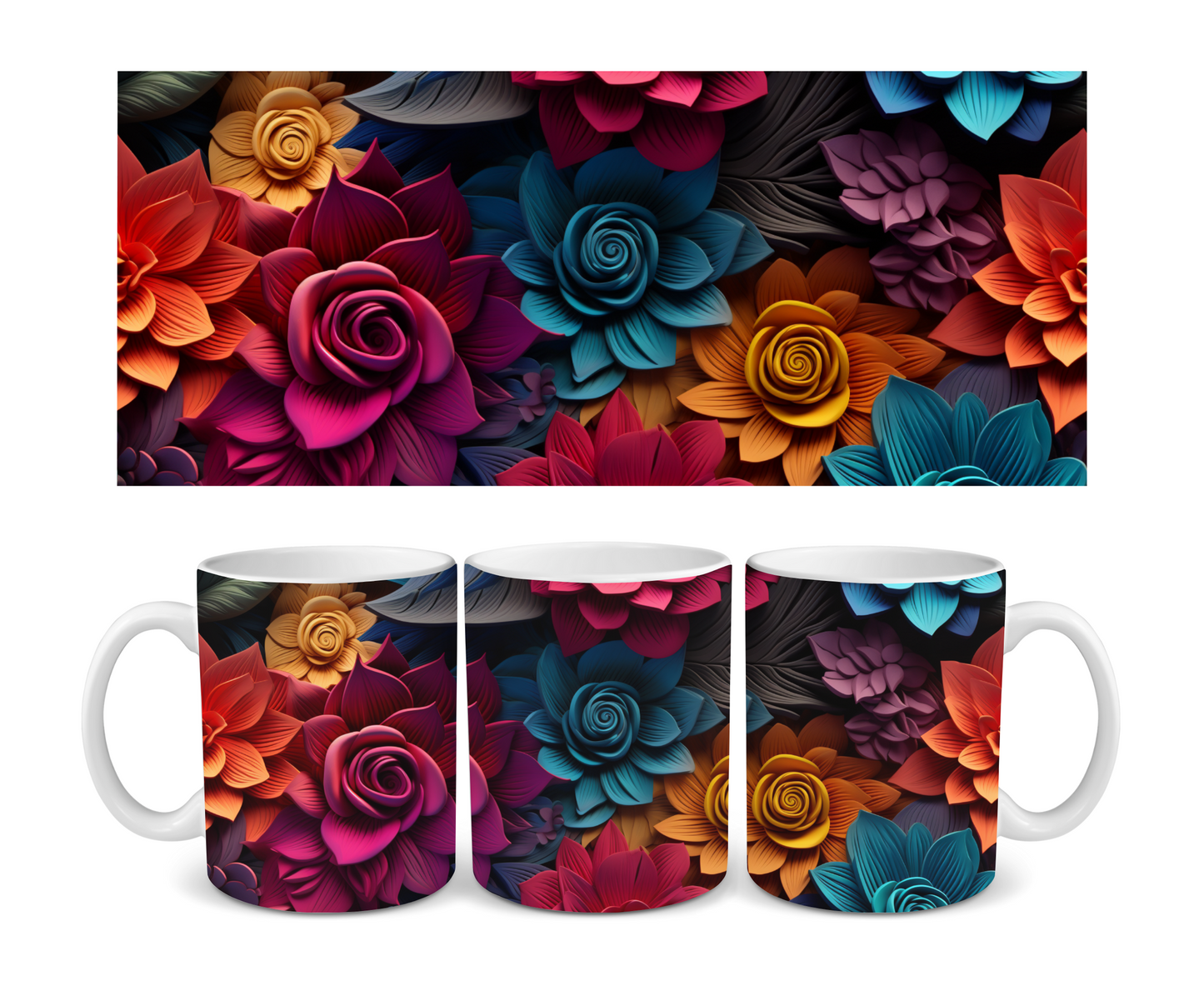 Colored Flowers Ceramic Mug