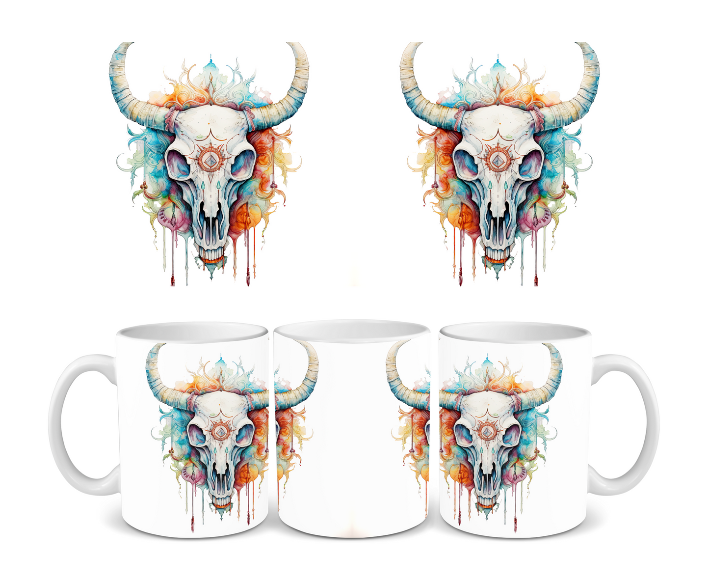 Cow Skull Color Ceramic Mug