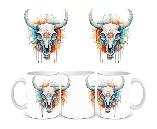 Cow Skull Color Ceramic Mug