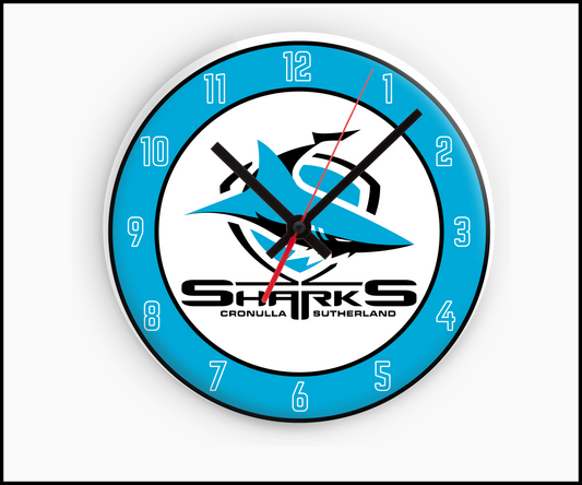 Cronulla Sharks Sublimated Clock (Round)