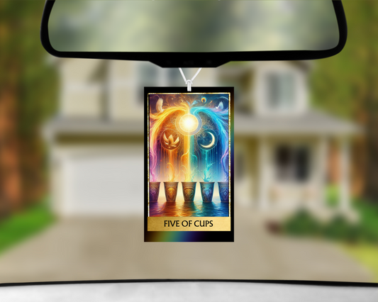 Five Of Cups Tarot Card Car Air Freshener