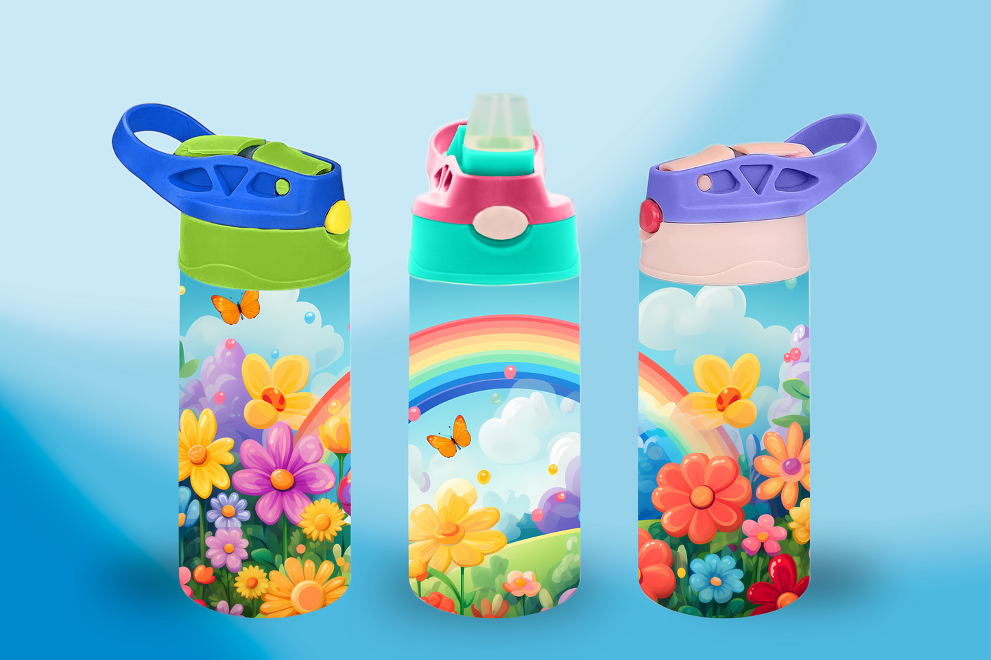 Flower Rainbow Sippy Cup / Kids Bottle