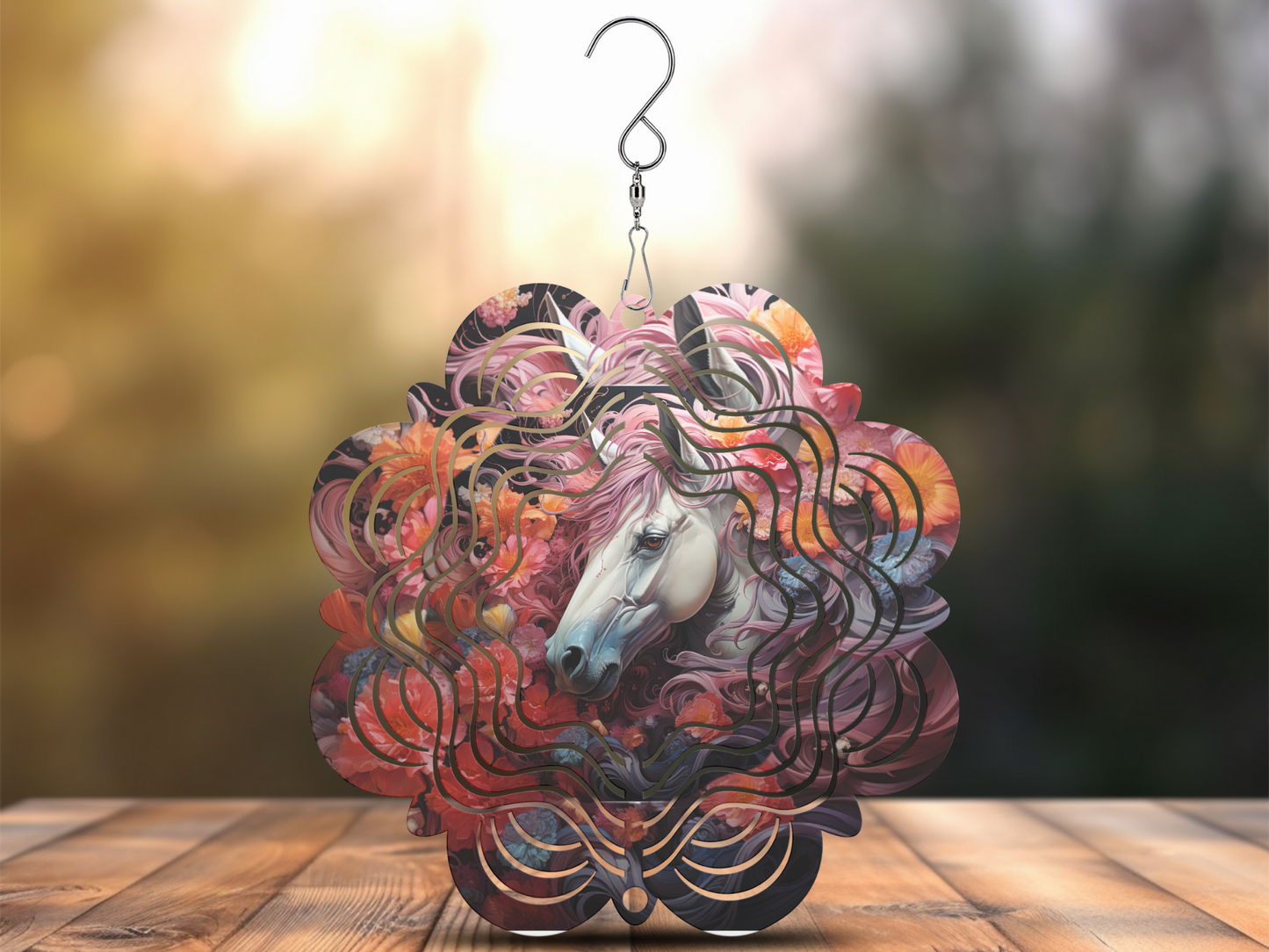 Flowered Horse Wind Spinner