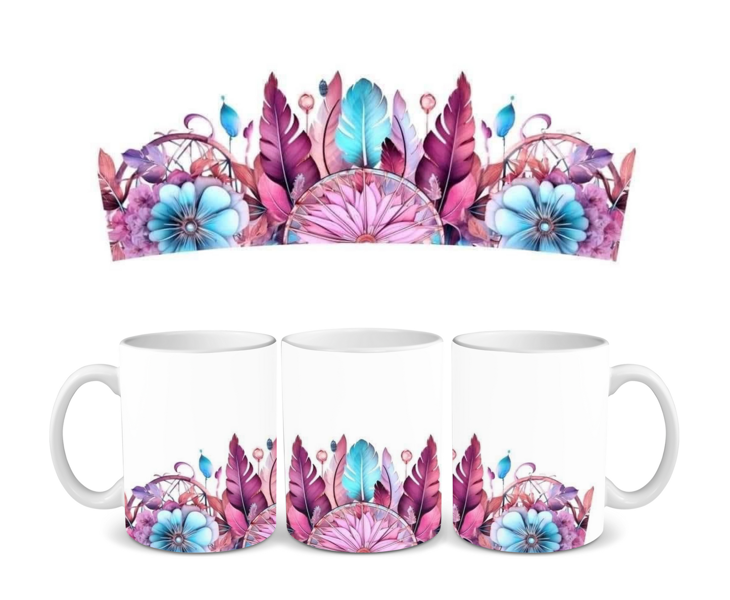 Flowers & Feathers Ceramic Mug