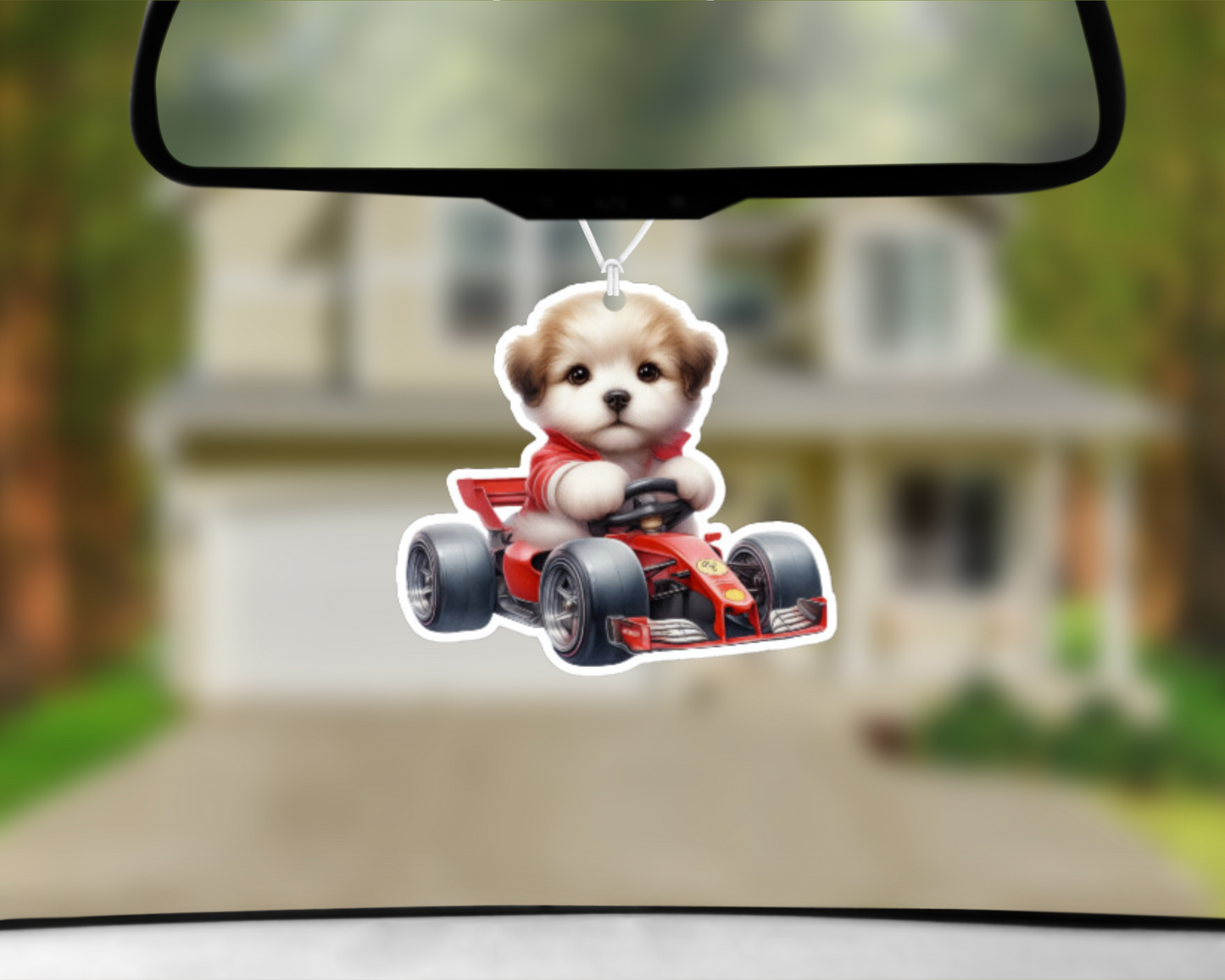 Fluffy Puppy Racer Car Air Freshener