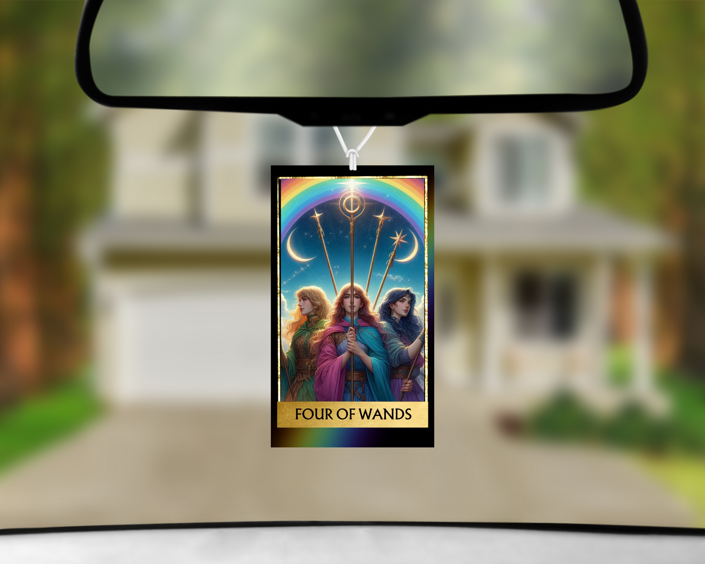 Four of Wands Tarot Card Car Air Freshener