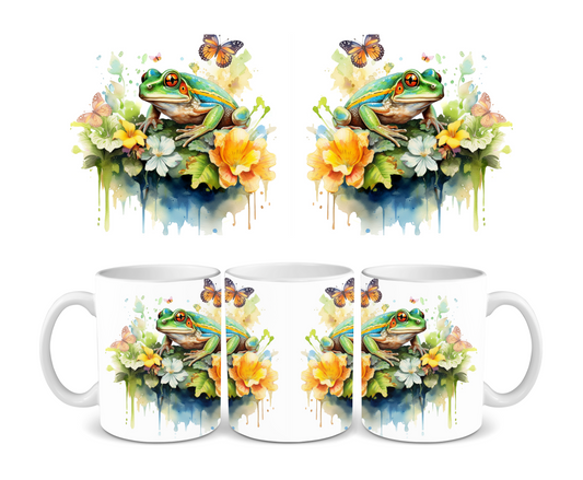 Frog & Monarch Butterfly Ceramic Mug