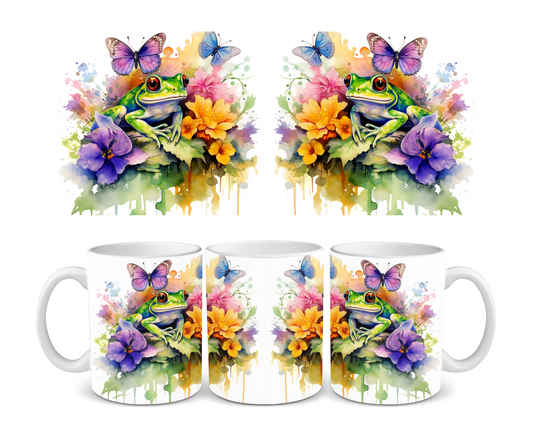 Frog & Purple Butterfly Ceramic Mug