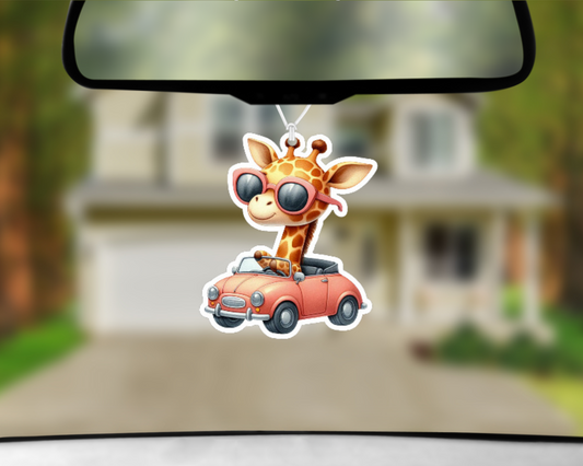 Giraffe In Red Car Fun Car Air Freshener