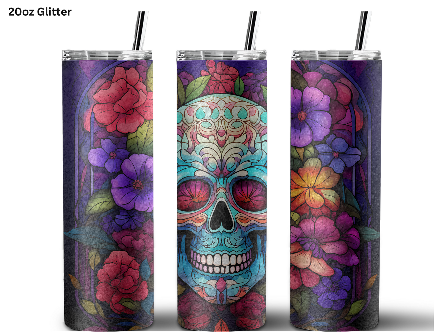 Red Eyed Candy Skull Tumbler