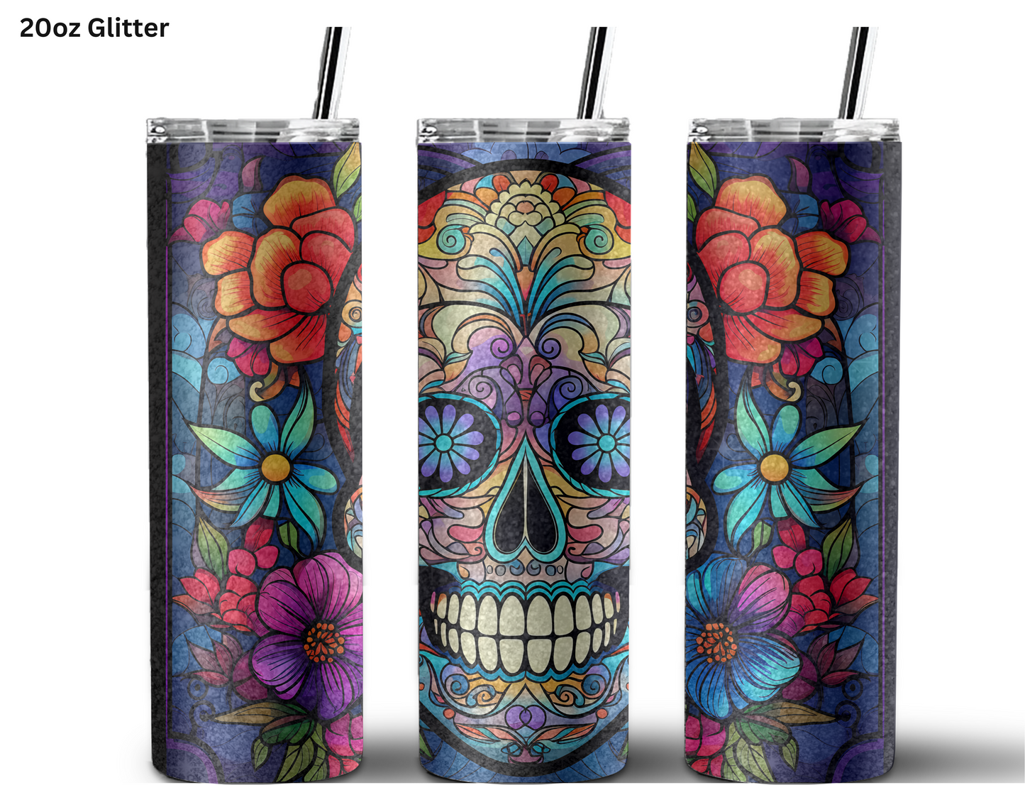 Purple Candy Skull Tumbler