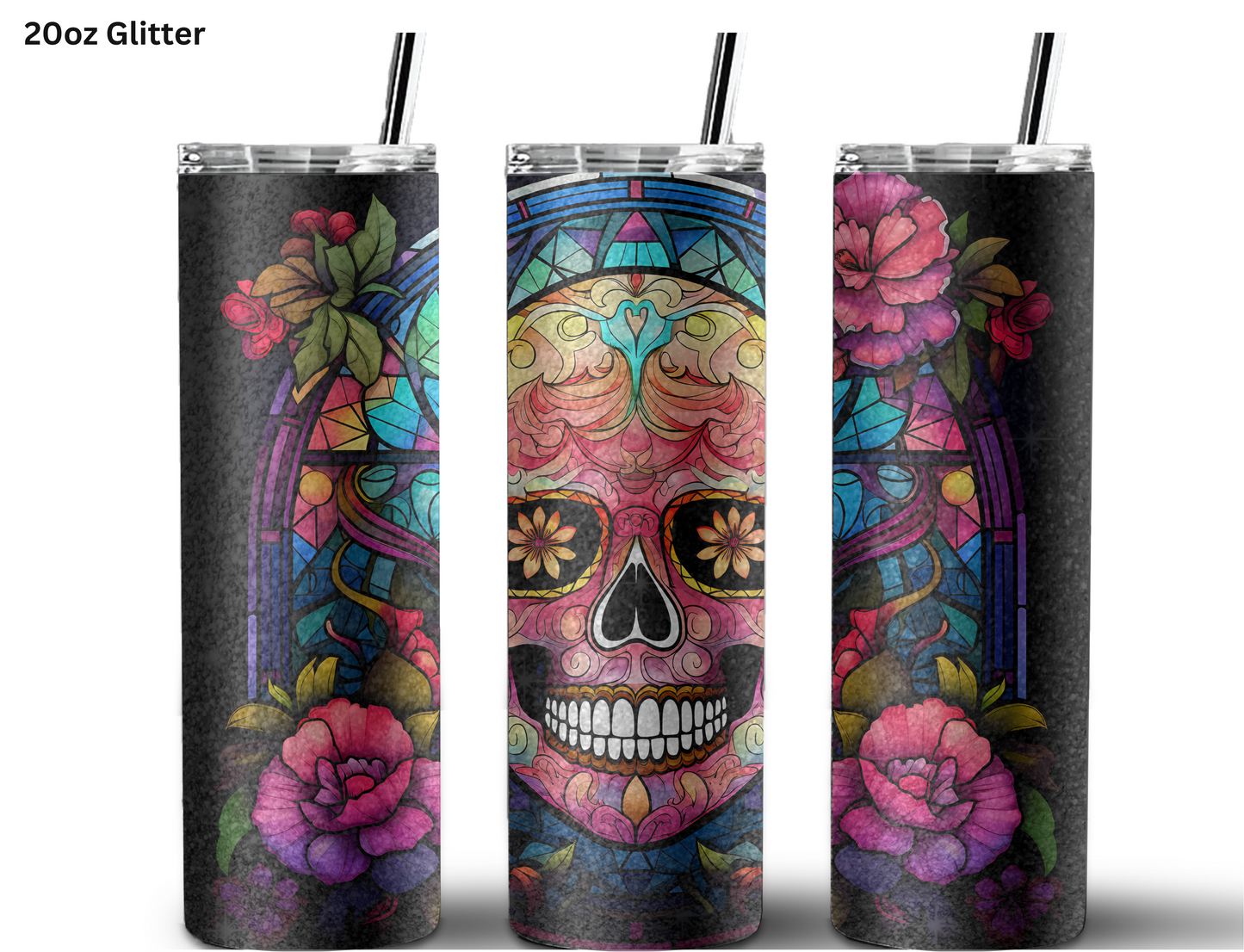 Pink Candy Skull Tumbler