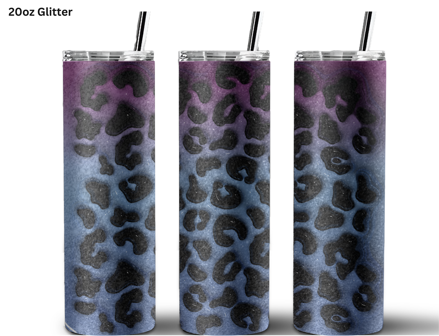 Animal Print - Raspberry & Shades of Blue Tumbler