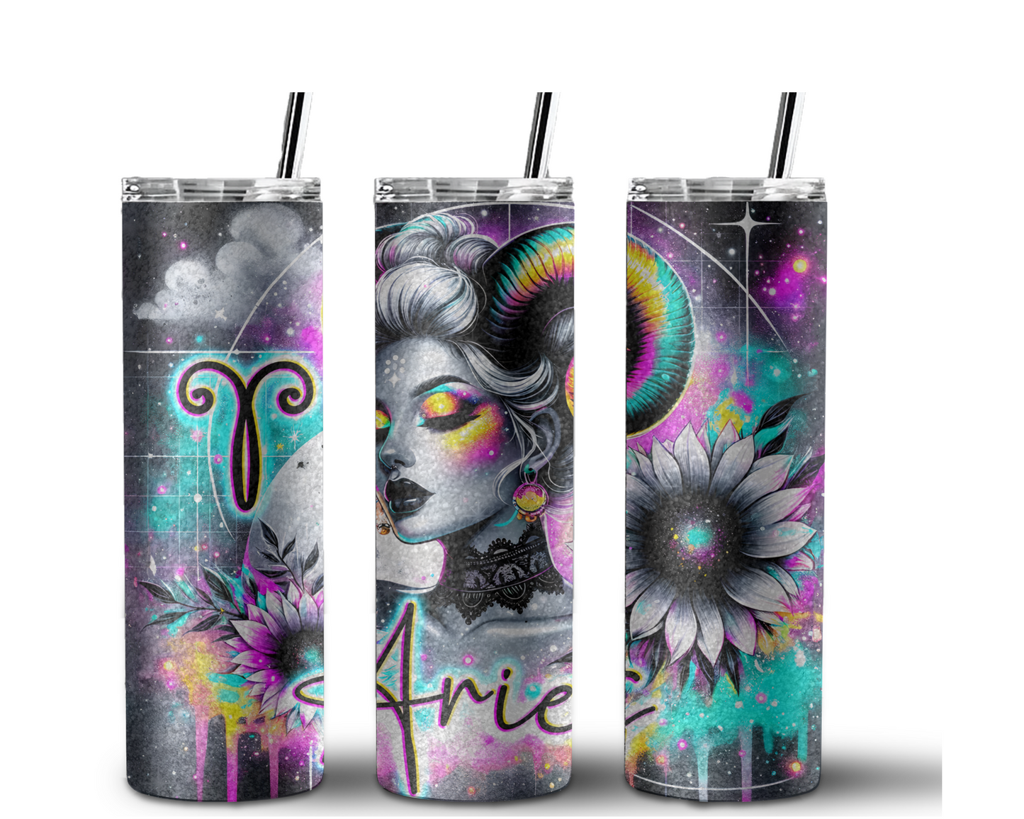 Neon Star Sign - Aries Tumbler (002)