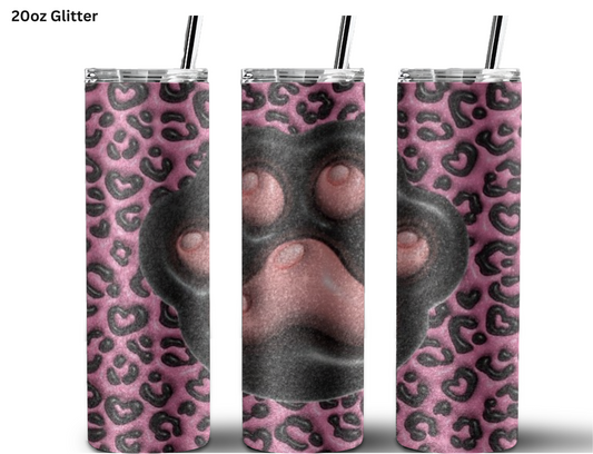 Puff Paw Print - Pink Tumbler