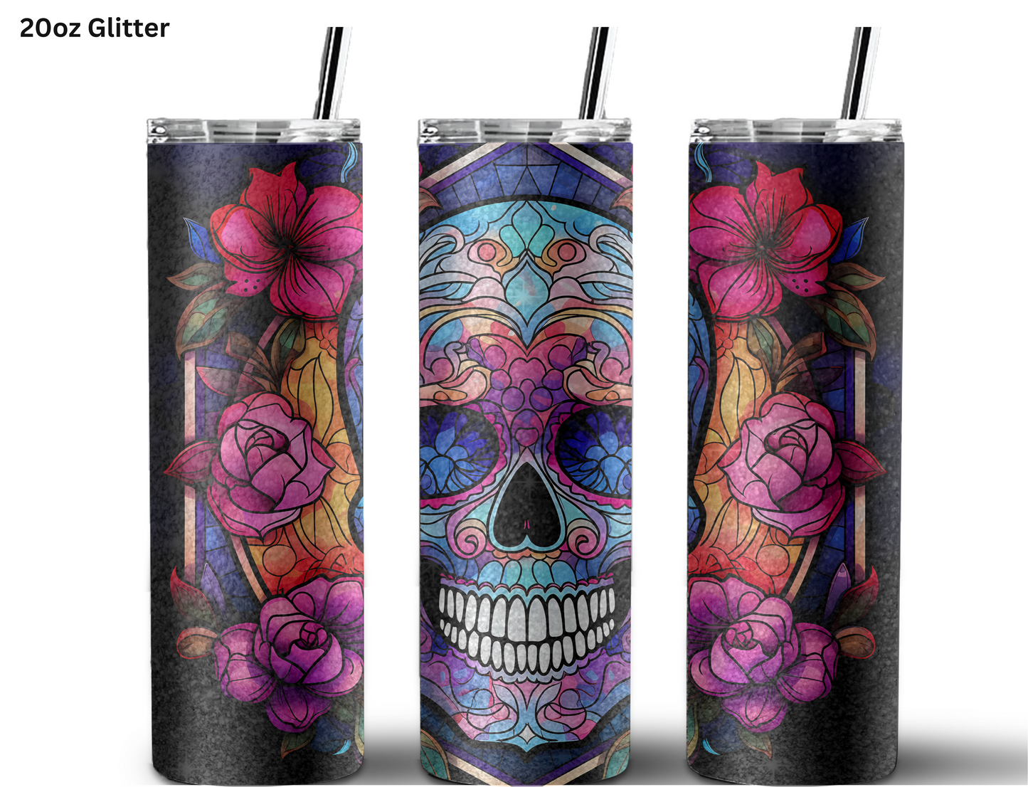 Blue Candy Skull Tumbler