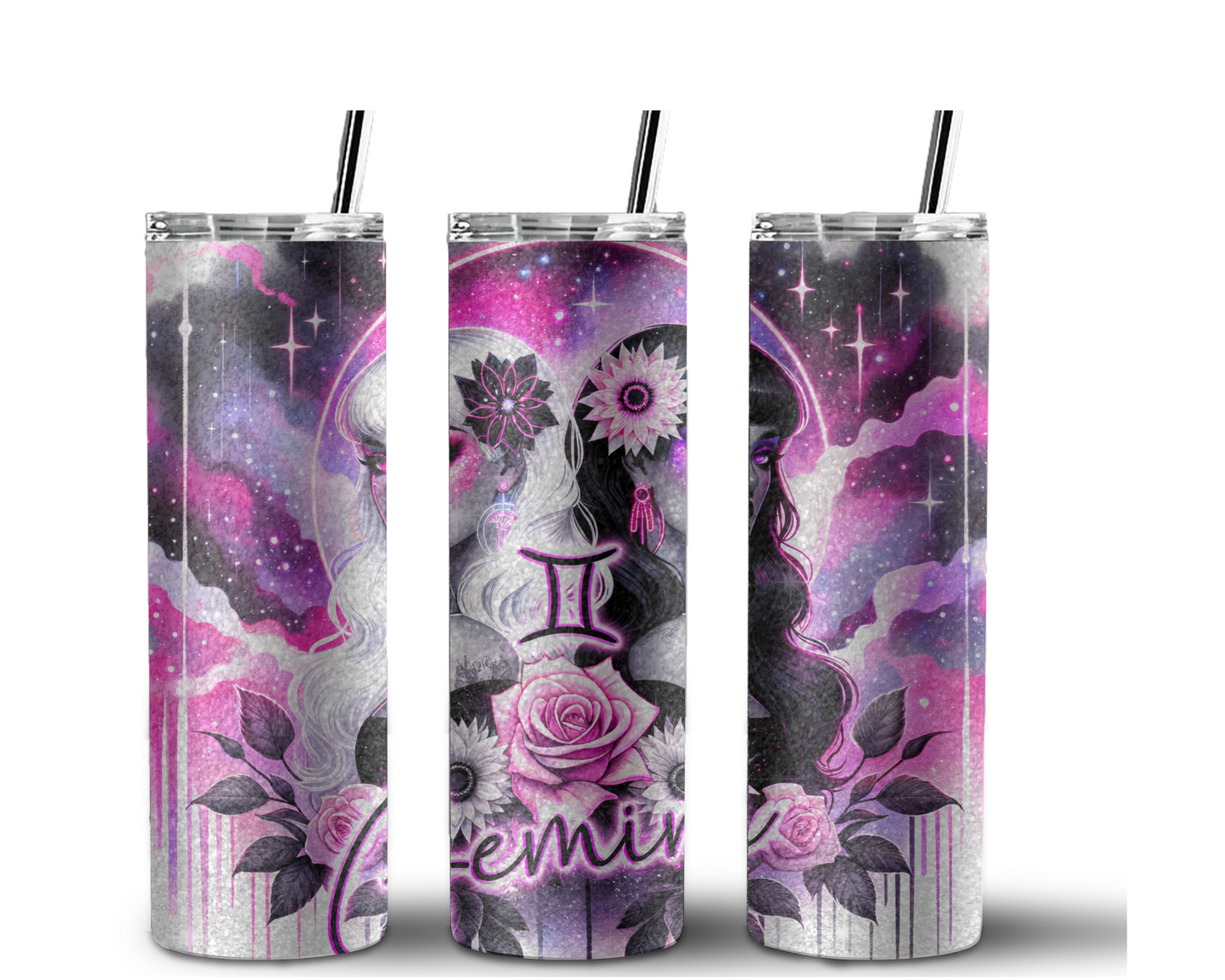 Neon Star Sign - Gemini Tumbler (006)