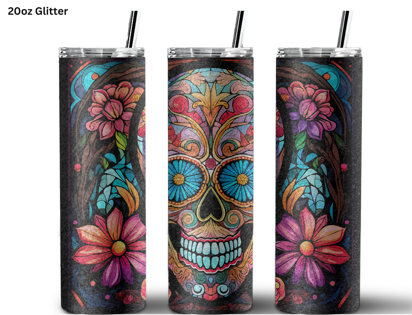 Blue Eyed Candy Skull Tumbler