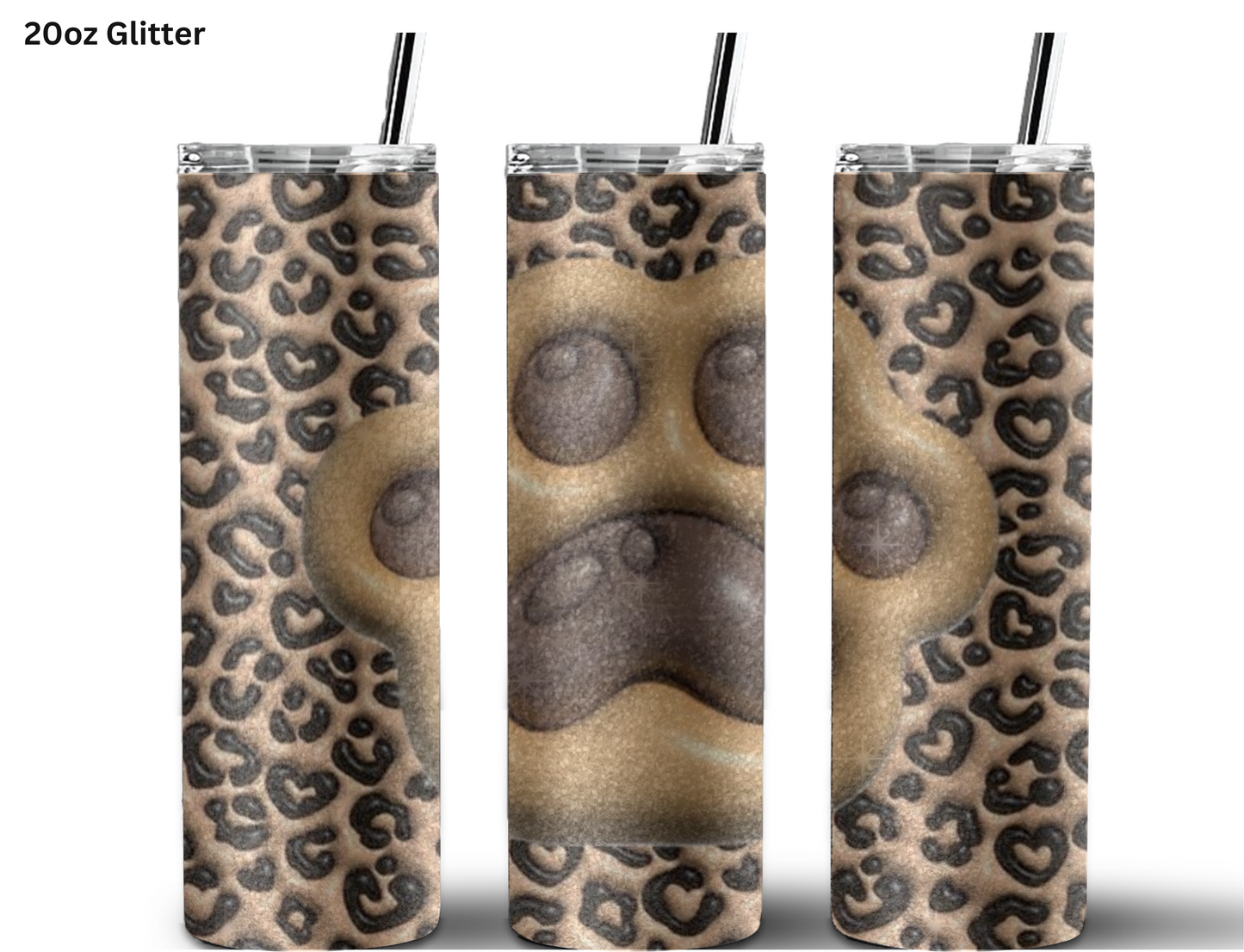 Puff Paw Print - Brown Tumbler