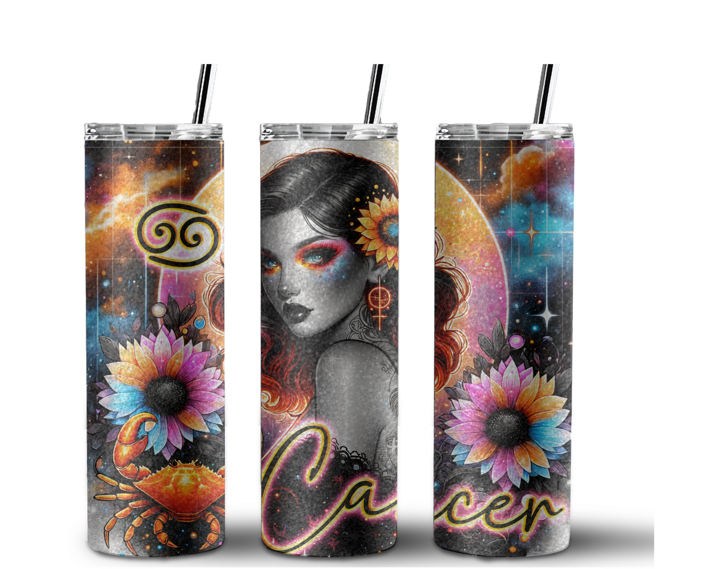 Neon Star Sign - Cancer Tumbler (004)