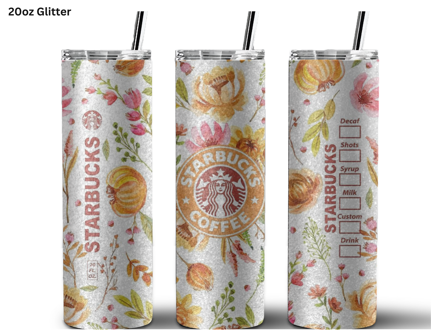 Floral Starbucks (Tangerine) Tumbler