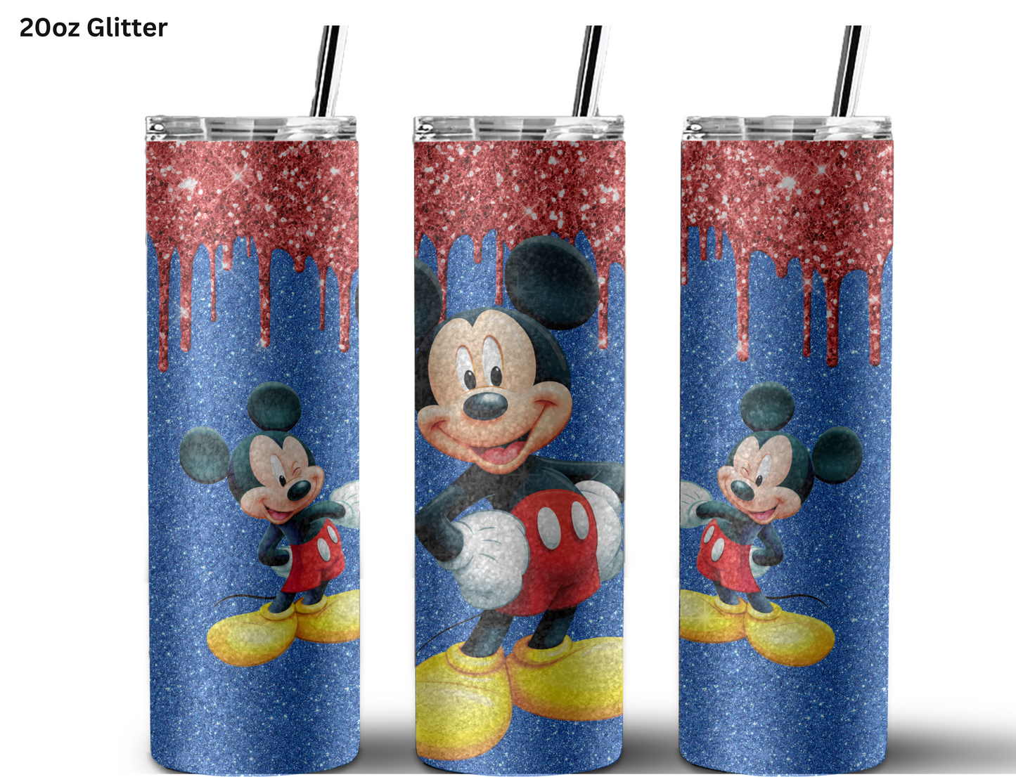 Blue & Red Glitter Mickey Tumbler