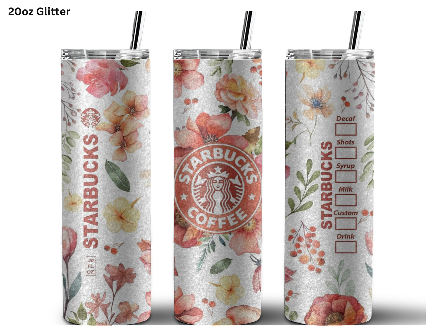 Floral Starbucks (Orange) Tumbler